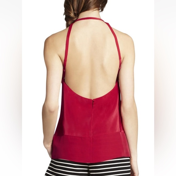 BCBGMaxzaria 100 % SILK Hi-Low Top in Lipstick Red XS - Picture 3 of 16